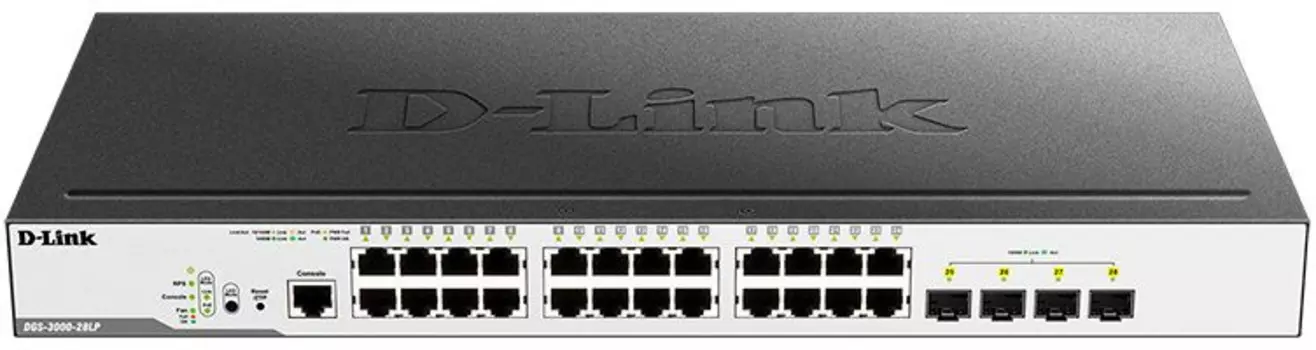 Коммутатор D-Link DGS-3000-28LP DGS-3000-28LP/B1A 24G 4SFP 24PoE 193W управляемый