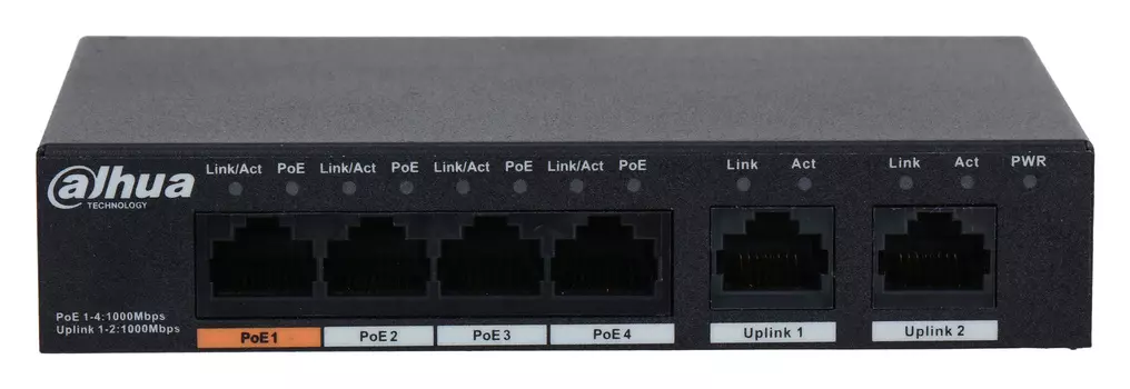Коммутатор Dahua DH-PFS3006-4GT-60 4x100Mb неуправляемый