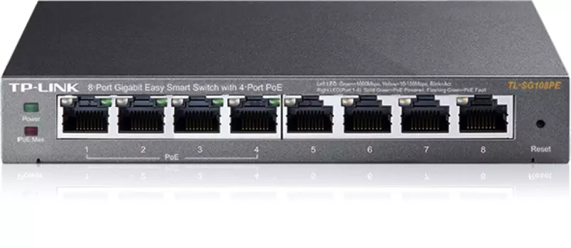 Коммутатор TP-Link TL-SG108PE 8G 4PoE 55W управляемый