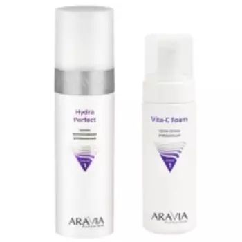 Aravia Professional - Тоник интенсивное увлажнение Hydra Perfect, 250 мл + Крем-пенка очищающая Vita-C Foaming, 160 мл