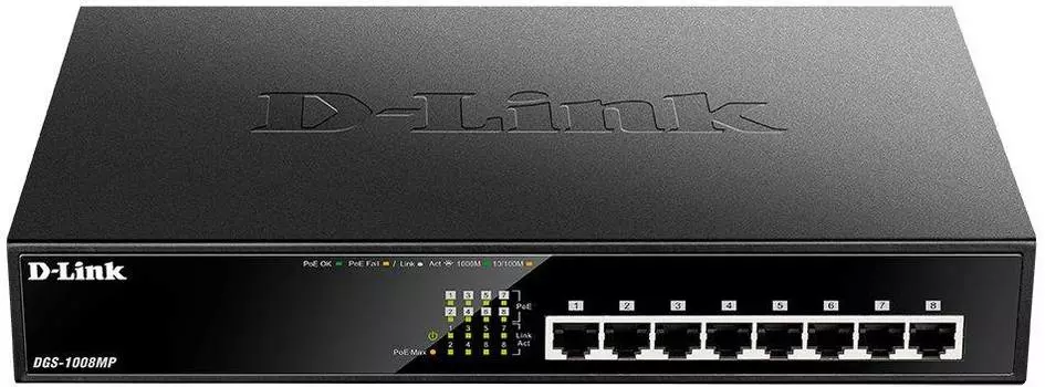 Коммутатор неуправляемый D-Link DGS-1008MP/B1A