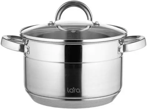 Кастрюля Lara LR02-403, 4.8л, серебристый
