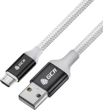 Кабель интерфейсный Greenconnect GCR-53269 QC 1.5m, быстрая зарядка, белый нейлон, AL корпус черный,