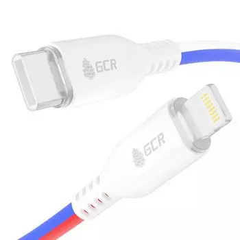 Кабель интерфейсный Greenconnect GCR-54962 1.0m TypeC/Lightning MFRi POWER DELIVERY 18 W, быстрая зарядка, ТРИКОЛОР Россия, AL case белый, белый ПВХ