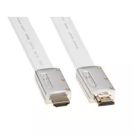 Кабель интерфейсный HDMI-HDMI Aopen/Qust ACG568F-S-1M 19M/M ver 2.0, серебряно-белый Flat, 1м