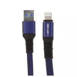 Кабель интерфейсный Red Line Flat USB-Lightning УТ000015527 синий