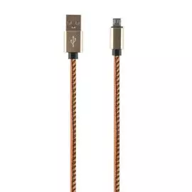 Кабель интерфейсный Red Line USB-micro USB УТ000014170 2 м оплетка "экокожа", коричневый