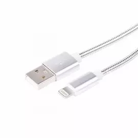 Кабель интерфейсный Rexant 18-4247 для iPhone 5/6/7 моделей, шнур в металлической оплетке серебристый