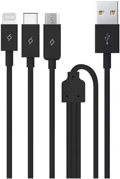 Кабель интерфейсный TTEC 2DK7521S тройной/Data Mini Type-C/Lightning/Micro USB. Длина: 120 см. Цвет: черный