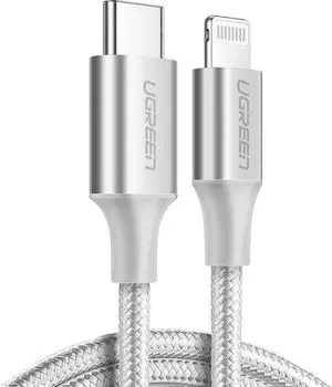 Кабель интерфейсный UGREEN 70525 USB-C to Lightning, 2 м. Цвет: серебристый