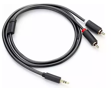 Кабель интерфейсный UGREEN AV102 10510_ аудио 3.5mm Male to 2 RCA Male Audio. Длина: 2м. Цвет: серый