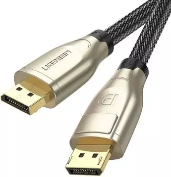 Кабель интерфейсный DisplayPort- DisplayPort UGREEN 60842_ 1.4 M/M zinc alloy shell в оплетке, 1 м, черный