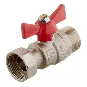 Кран шаровой латунный Valtec 3/4 ВР(г) х 3/4 НР(ш) проходной бабочка с накидной гайкой прямой (VT.260.N.0505)