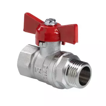 Кран шаровой латунный Valtec 3/4 ВР(г) х 3/4 НР(ш) полнопроходной бабочка прямой (VT.123.N.05)