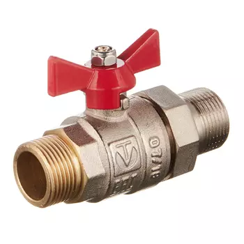 Кран шаровой латунный Valtec Base 3/4 НР(ш) х 3/4 НР(ш) бабочка с полусгоном прямой (VT.226.N.05)
