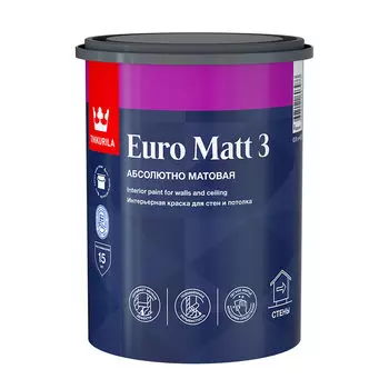 Краска интерьерная Tikkurila/Tikkivala Euro Matt 3 база А белая 0,9 л