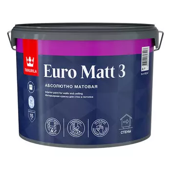 Краска интерьерная Tikkurila/Tikkivala Euro Matt 3 база А белая 9 л