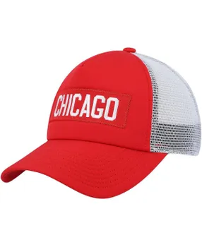 Мужская красно-белая кепка Chicago Blackhawks Team Plate Trucker Snapback adidas