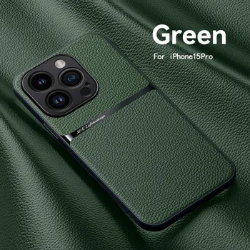 Роскошный противоударный ультратонкий чехол из искусственной кожи TPU для iPhone 16 15 Pro Max 14 13 Samsung S25 A16 Xiaomi 14T 13T Poco F6 Redmi Note 14 Чехол для телефона iPhone 15 чёрный