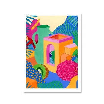 Винтажный постер с кошкой для девочек и принтом, скандинавский красочный лабиринт, холст, картина, настенная живопись для гостиной, уникальные фотографии для домашнего декора 21cm30cm NoFrame