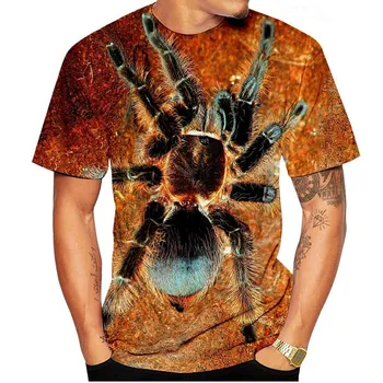 Мужская футболка из серии Spider Animal, летняя футболка с коротким рукавом, футболки с 3D принтом, мужские футболки, повседневная одежда S чёрный