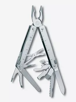 Мультитул Victorinox SwissTool Plus 38, 115 мм, 38 функций, кожаный чехол, Серый