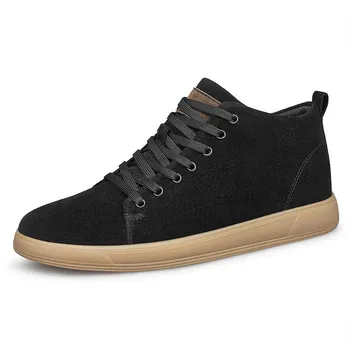 Fashion 4/6/8CM Man Genuine Leather Invisible Inner Height-increasing Shoes Sports Casual Shoes Increasing Shoes Soft-soled Running Shoe 37 хаки