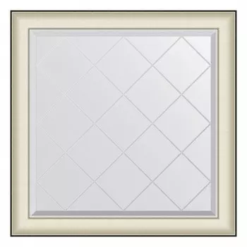 Зеркало 84x84 см белая кожа с хромом Evoform Exclusive-G BY 4572