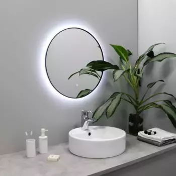 Зеркало Fixsen FX-1070F 70x70 см, с LED-подсветкой, сенсорным выключателем, диммером, графит матовый