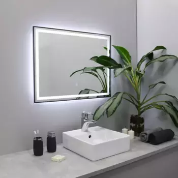 Зеркало Fixsen FX-2100F 100x80 см, с LED-подсветкой, сенсорным выключателем, диммером, графит матовый