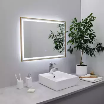 Зеркало Fixsen FX-2120G 120x80 см, с LED-подсветкой, сенсорным выключателем, диммером, золотой матовый