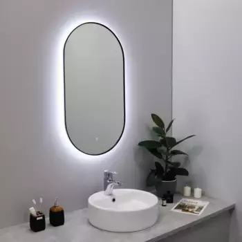 Зеркало Fixsen FX-3090B 50x90 см, с LED-подсветкой, сенсорным выключателем, диммером, черный матовый
