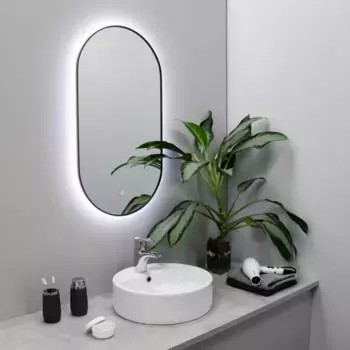 Зеркало Fixsen FX-3100F 50x100 см, с LED-подсветкой, сенсорным выключателем, диммером, графит матовый