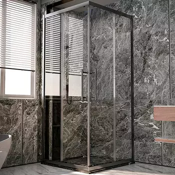 1/2 душевого уголка Veconi Premium Trento 120х200 профиль брашированный графит стекло прозрачное