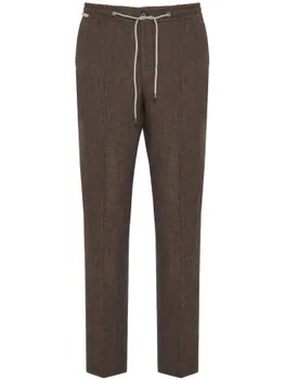Льняные брюки с кулиской Corneliani, коричневый