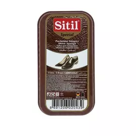 Губка Sitil для полировки обуви из гладкой кожи темно-коричневая