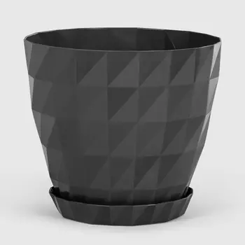 Горшок с поддоном Serinova Crystal 23х23 см антрацит