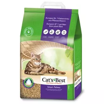 Cats Best Smart Pellets наполнитель древесный комкующийся для кошачьих туалетов - 20 л (10 кг) супер премиум для всех возрастов Германия 1 уп. х 1 шт. х 10 кг