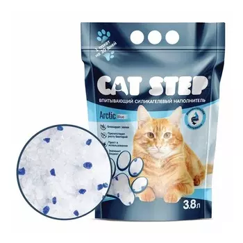 Наполнитель Cat Step для кошачьих туалетов силикагелевый впитывающий - 3,8 л премиум для всех возрастов Китай 1 уп. х 1 шт. х 1.766 кг