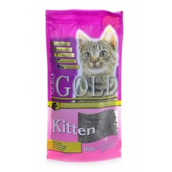 Nero Gold Kitten Chicken сухой корм для котят с чувствительным пищеварением, с курицей - 800 г повседневный супер премиум для котят с курицей мешок Импортный корм 1 уп. х 1 шт. х 0.8 кг