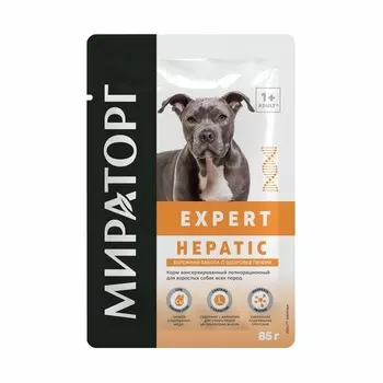 Мираторг Expert Hepatic полнорационный влажный корм для собак «Бережная забота о здоровье печени», кусочки в соусе,в паучах - 85 г ветеринарный для взрослых для всех пород паучи Российский корм 1 уп. х 24 шт. х 2.04 кг