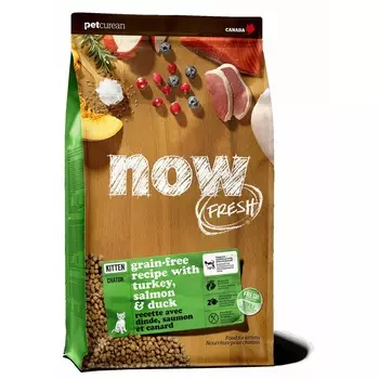 Now Fresh Grain Free Kitten Recipe сухой корм для котят всех пород беззерновой с индейкой, уткой и овощами повседневный супер премиум беззерновые для котят с индейкой для всех пород мешок Канада 1 уп. х 1 шт. х 7.26 кг