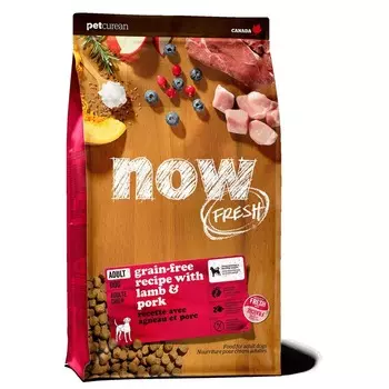 Now Fresh Grain Free Red Meat Adult Recipe DF сухой корм для взрослых собак всех пород беззерновой со свежим мясом ягненка повседневный супер премиум холистики для взрослых с ягненком для всех пород мешок Канада 1 уп. х 1 шт. х 9.98 кг