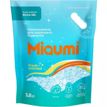 Miaumi Silica Gel Fresh Scented силикагелевый наполнитель для кошек, с ароматом свежести - 3,8 л повседневный супер премиум мешок Китай 1 уп. х 1 шт. х 1.6 кг