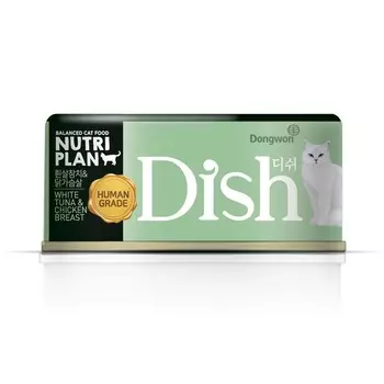 Nutri Plan Dish влажный корм для взрослых кошек, с тунцом и куриной грудкой в бульоне, в консервах - 80 г супер премиум для взрослых с тунцом консервы (в железной банке) Импортный корм 1 уп. х 24 шт. х 2.04 кг