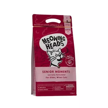 Meowing Heads Senior Moments полнорационный сухой корм для пожилых кошек старше 7 лет, с лососем и яйцом повседневный супер премиум для взрослых с яйцом мешок Импортный корм 1 уп. х 1 шт. х 1.5 кг