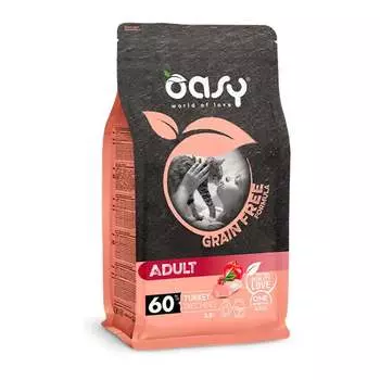Oasy Dry Cat Grain Free Adult Turkey сухой корм для взрослых кошек беззерновой с ИНДЕЙКОЙ - 1,5 кг повседневный супер премиум беззерновые для взрослых с индейкой для всех пород мешок Импортный корм 1 уп. х 1 шт. х 1.5 кг