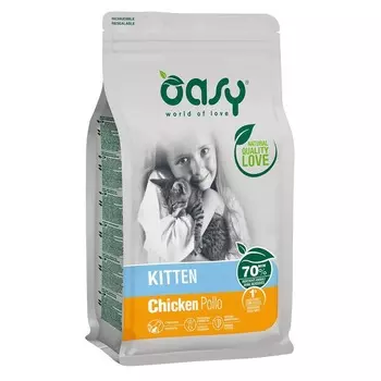 Oasy Dry Cat сухой корм для котят с КУРИЦЕЙ повседневный супер премиум зерновые для котят с курицей для всех пород мешок Импортный корм 1 уп. х 1 шт. х 1.5 кг
