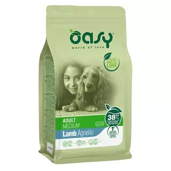 Oasy Dry Dog Adult Medium сухой корм для взрослых собак средних пород с ЯГНЕНКОМ повседневный супер премиум без курицы для взрослых с ягненком породы среднего размера мешок Импортный корм 1 уп. х 1 шт. х 12 кг
