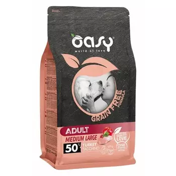 Oasy Dry Grain Free Medium/Large Breed Professional сухой корм для взрослых собак средних и крупных пород беззерновой с ИНДЕЙКОЙ повседневный супер премиум беззерновые для взрослых с индейкой породы среднего размера мешок Импортный корм 1 уп. х 1 шт. х 18 кг